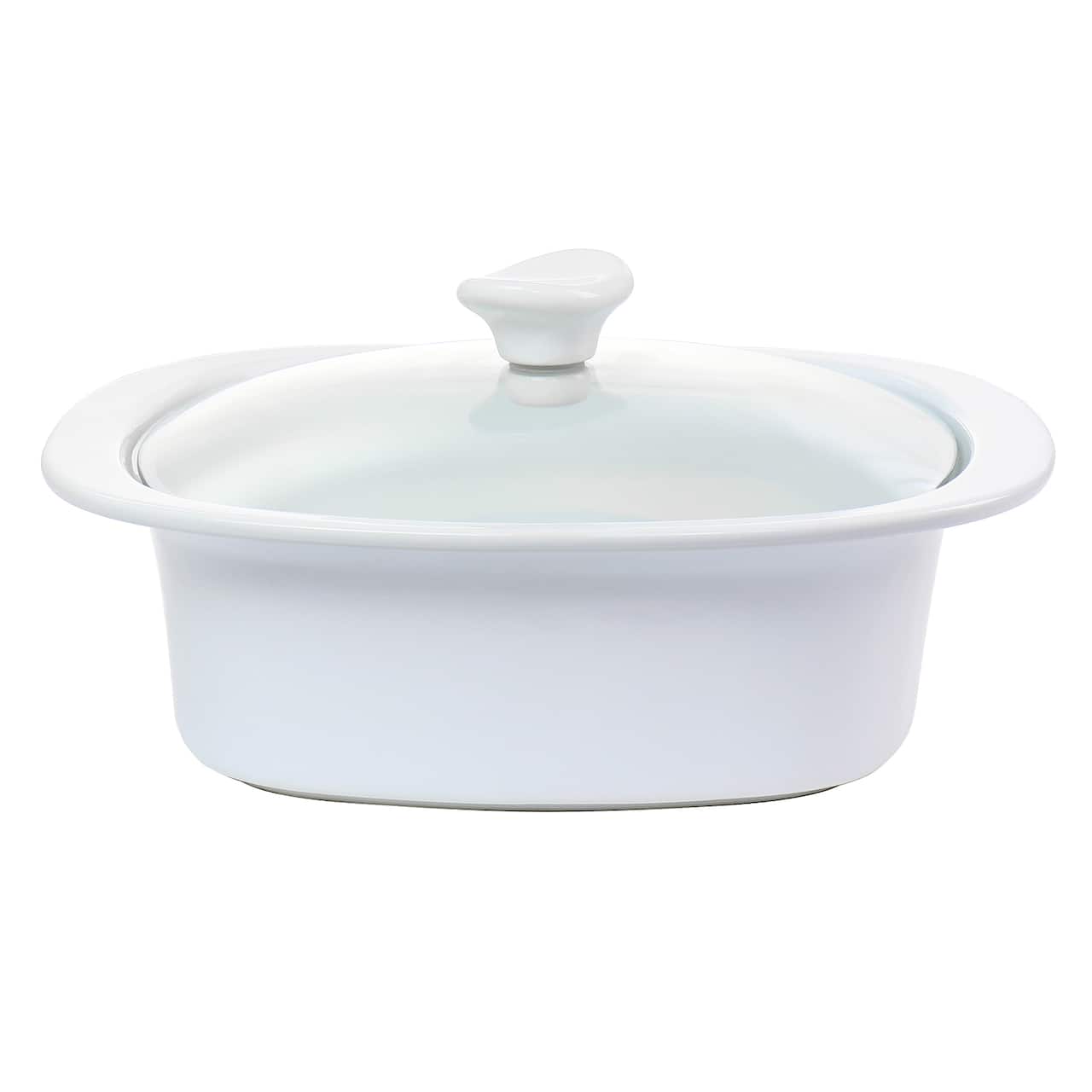Gibson Elite® 1.9qt. White Ceramic Casserole with Glass Lid